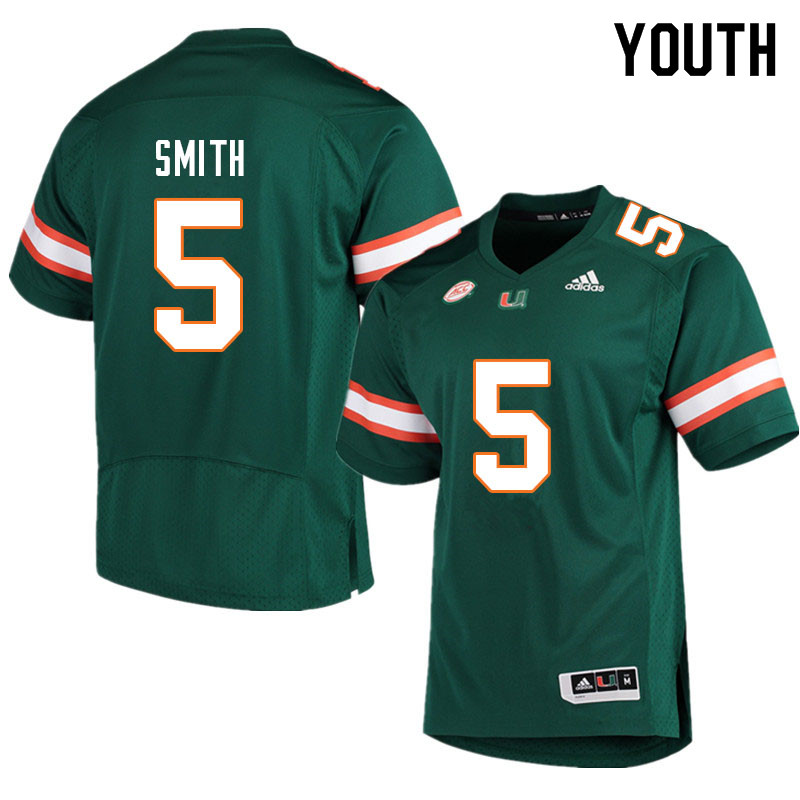 Youth #5 Keyshawn Smith Miami Hurricanes College Football Jerseys Sale-Green - Click Image to Close